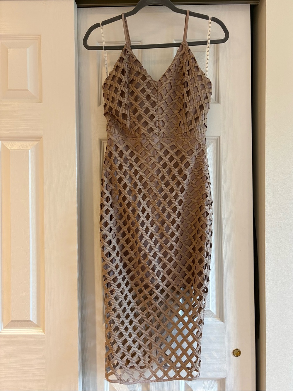 ASOS Taupe Lattice Midi Dress
